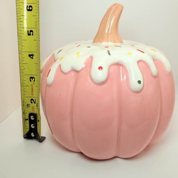 Pink Ceramic Pumpkin with Sprinkles and Icing -Halloween Decor - Picture 2 of 3